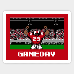 Red and White Football Gameday Retro 8 Bit Linebacker W Sticker